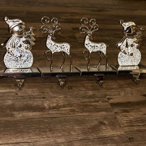 Silver Stocking Hangers Snowman & Reindeer